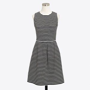 J Crew Striped pleated ponte Midi dress with zip back